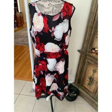 Nine West Women’s Black/Red Floral Dress