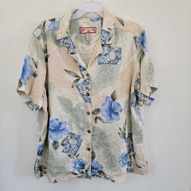 Vintage Women's Caribbean Joe Blue Floral Tropical