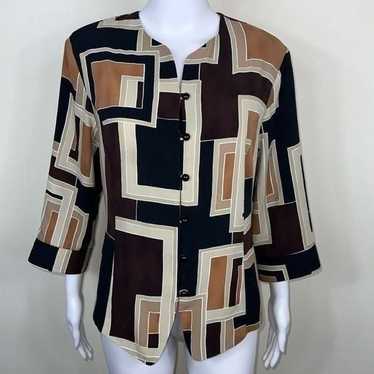 Kathy Che Vintage Polyester Earthtone Geometric Pr