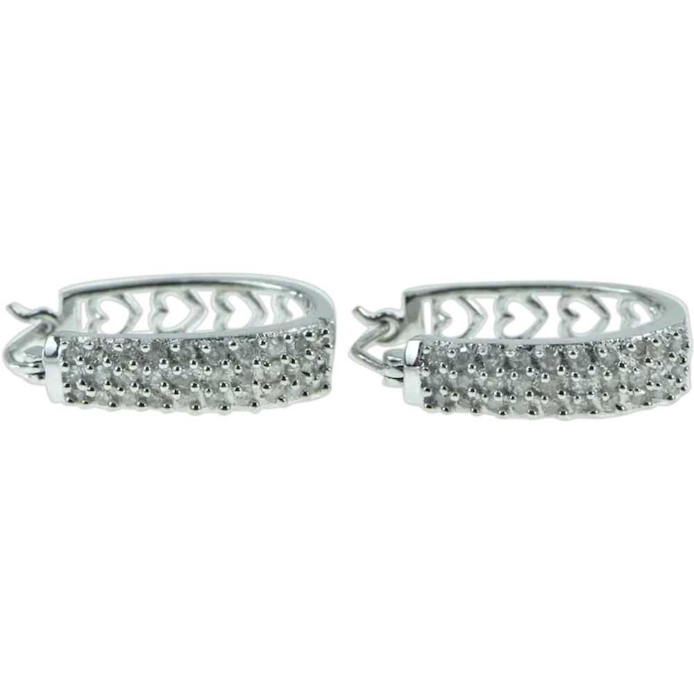 10K 0.50 Ctw Diamond Pave Diamond Hoop Earrings W… - image 1