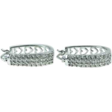 10K 0.50 Ctw Diamond Pave Diamond Hoop Earrings W… - image 1