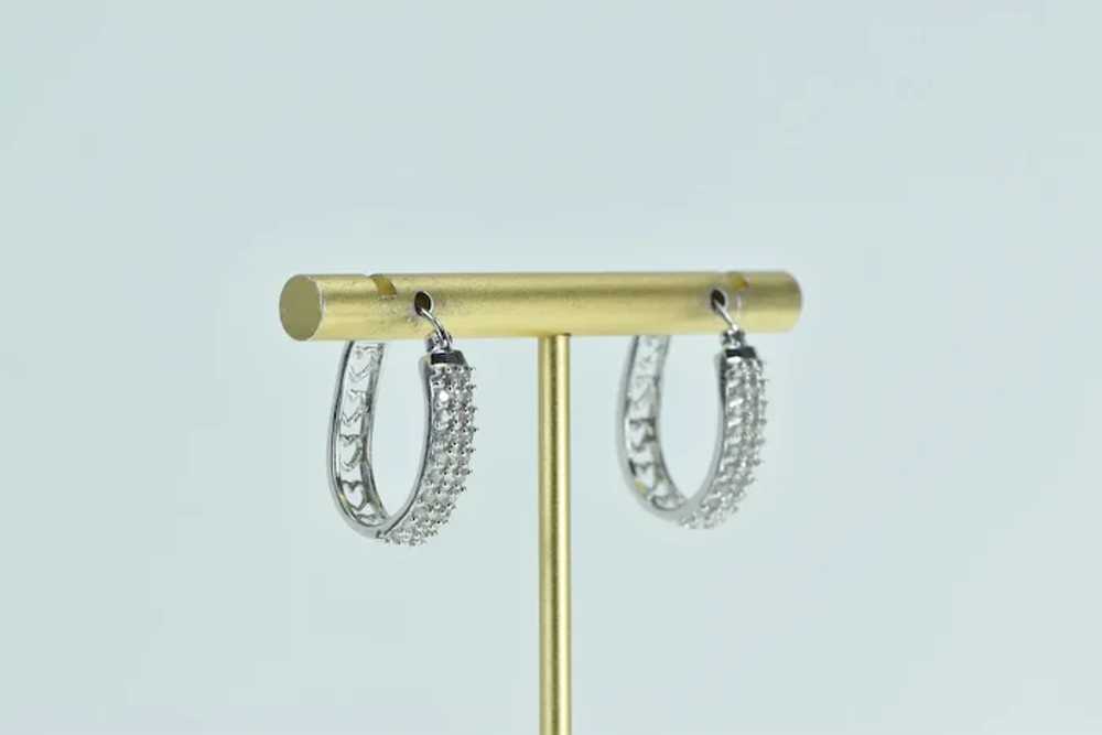 10K 0.50 Ctw Diamond Pave Diamond Hoop Earrings W… - image 6