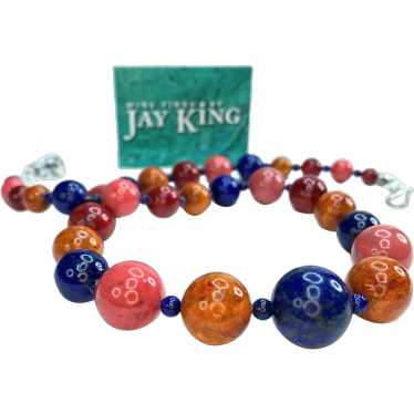 Jay King sterling Coral, Carnelian & Lapis Lazuli 