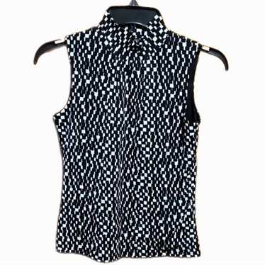 Alfani Petite Black and White Sleeveless Mock Neck