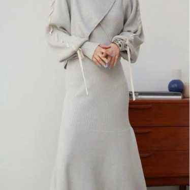 Azure Sleeveless Rib Knit Dress Gray