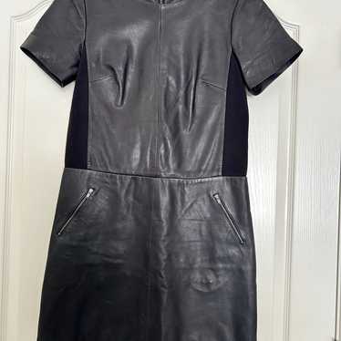 Halogen leather shift dress