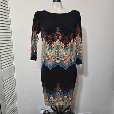 Black paisley bodycon dress by Cache