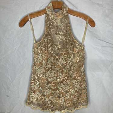 Cache gold glitter halter VTG Y2k