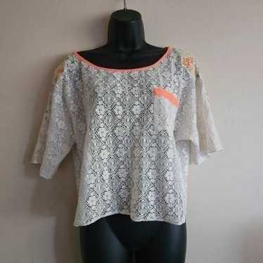 Vintage Free People Lace and Embroidered Top