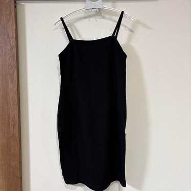 Black sleeveless mini dress