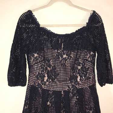 Chelsea28 navy blue lace dress