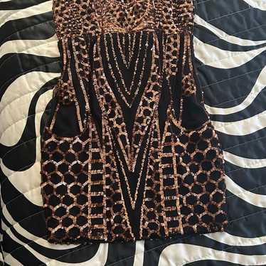 Black and Rose Gold Sequin Dress