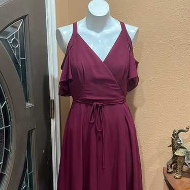 Lulus burgundy cold shoulder long dress