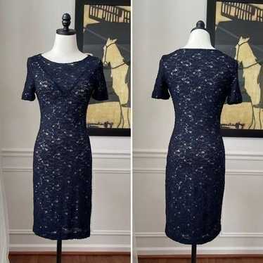 Belle by Badgley Mischka Lace Navy Dress 6