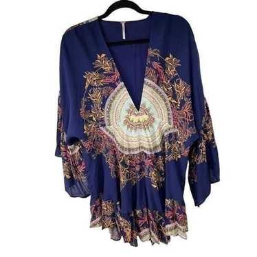 Free People Sunset Dreams Blue Boho Tunic Top