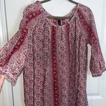 Lucky Brand VTG Blouse Size XL Half Sleeve V Neck 