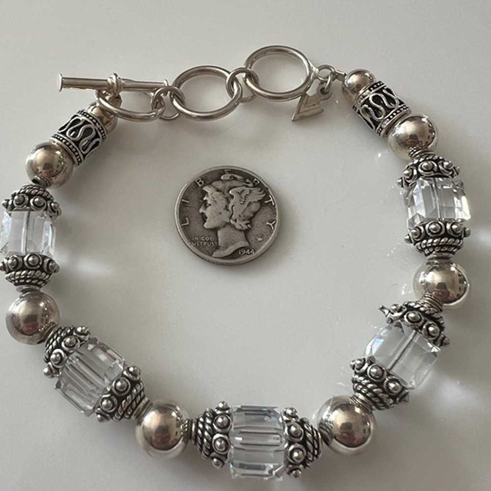 Vintage Silpada Sterling Silver Swarovski Crystal Cube Bead Bracelet B1147
