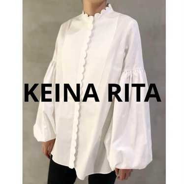 keinarita Scalloped Puff Sleeve Blouse