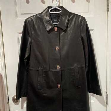 Black long leather coat