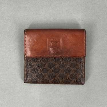 Celine Triomphe Macadam Canvas Leather Wallet Vint