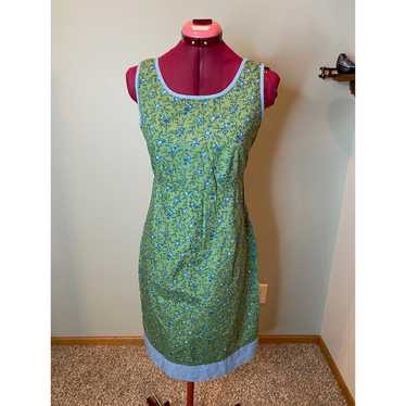 sun dress vintage floral green blue cottage core