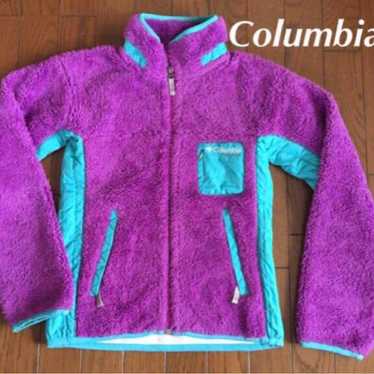 Columbia fleece jacket in purple and light blue.