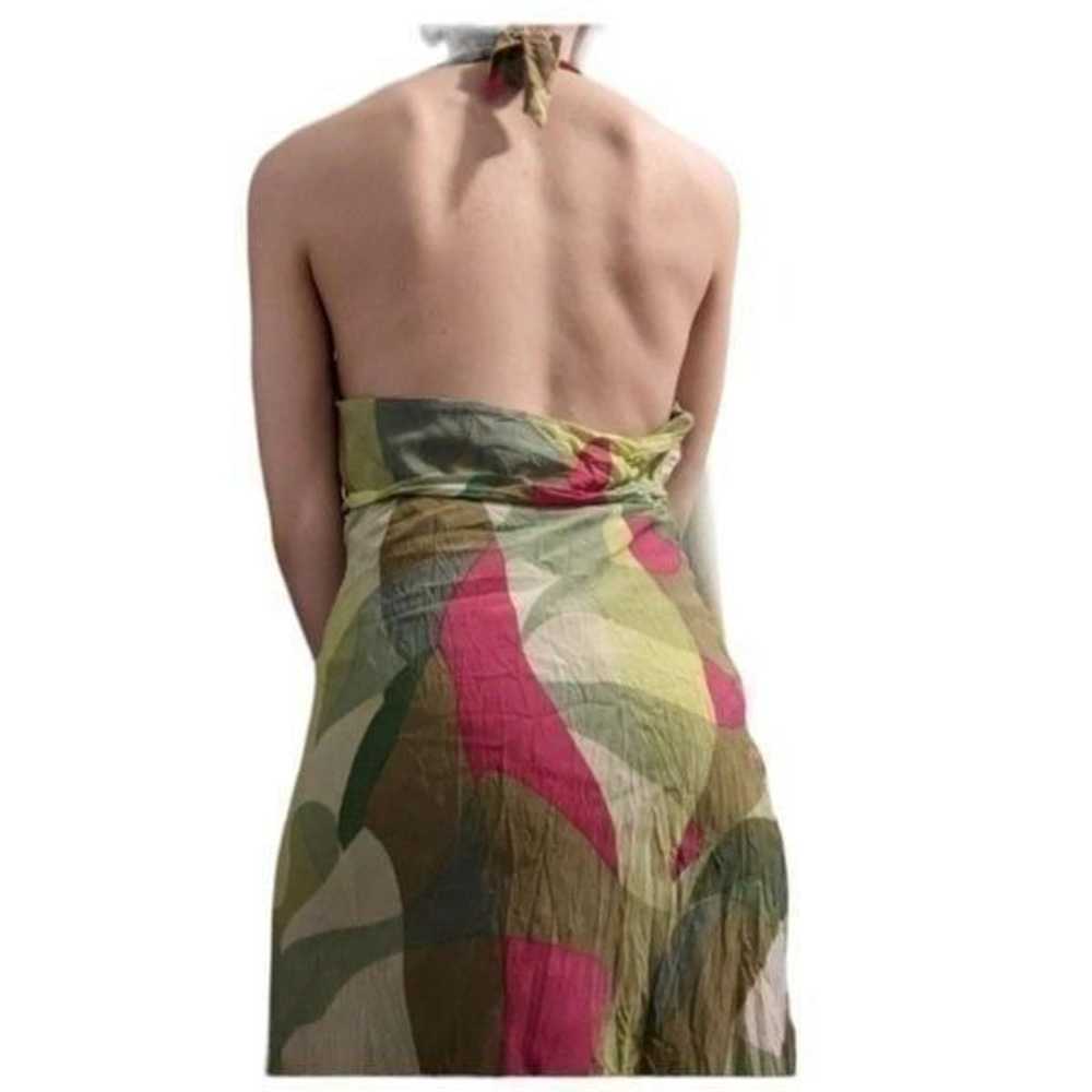 Bcbgmaxazria Vintage 100%Silk Halter Back Midi Dr… - image 2