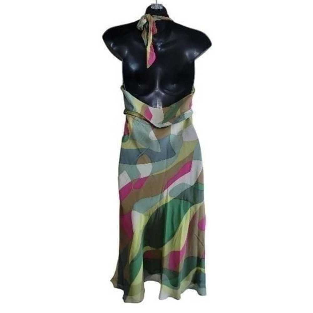 Bcbgmaxazria Vintage 100%Silk Halter Back Midi Dr… - image 4