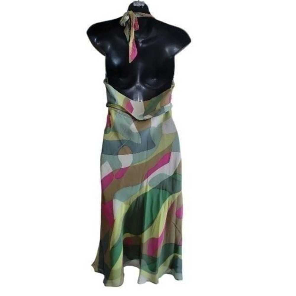 Bcbgmaxazria Vintage 100%Silk Halter Back Midi Dr… - image 6