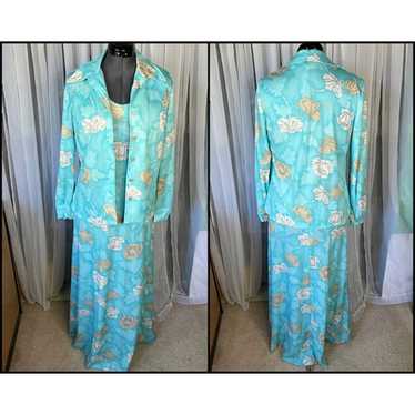 1970s maxi dress with jacket floral