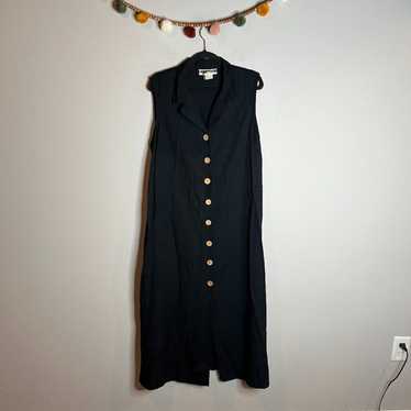 Vintage black collared button down maxi dress