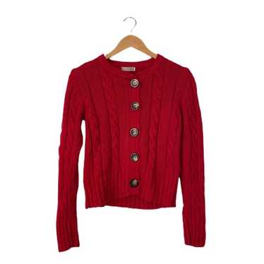 Cable knit red Cardigan