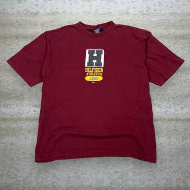 Vintage Tommy Hilfiger Shirt Red Maroon Red Cotton