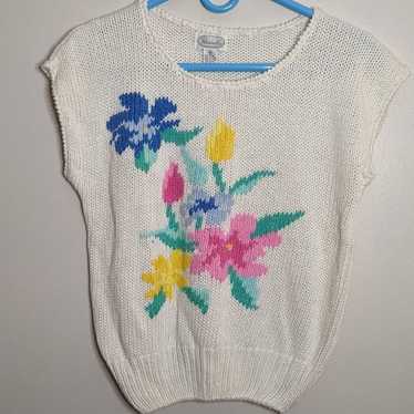 Vintage 1980’s Floral Knit Sweater Vest