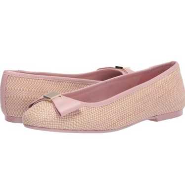 Ted Baker London Sualli Flat Raffia Pink Bow Balle