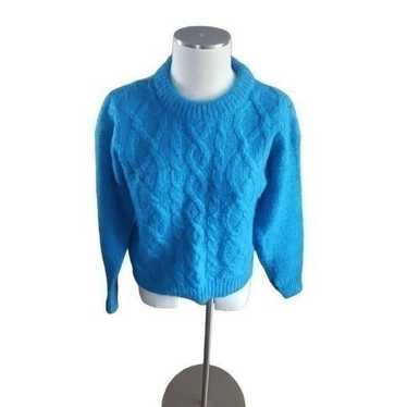 Vintage mohair / wool blend sweater electric blue