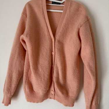 Shetland Wool V-Neck Cardigan Pink