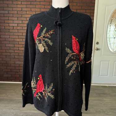 Vintage Cardinal Christmas Zip Up