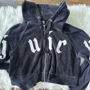 JUICY COUTURE • Vintage Black Velour Zip-Up Hoodie