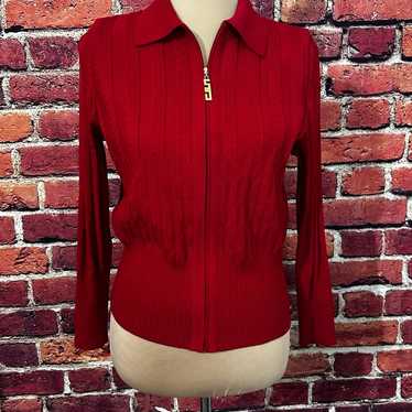 St. John red zip front sweater