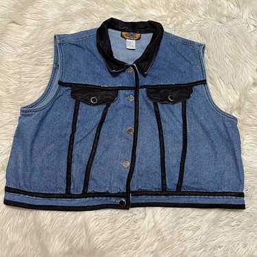 Vintage 90s Y2K Baccini Sleeveless Denim Vest Blue