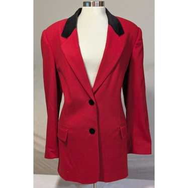 90'S Jaclyn Smith Red 100% Wool Jacket/Blazer Line