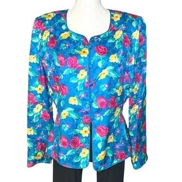 Women’s Vintage Safe Silk Adrianna Papell blue flo