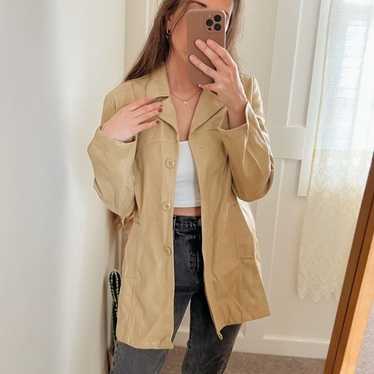 Vintage Tan camel faux leather blazer