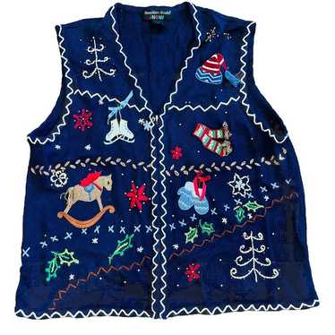 VTG Hampshire Studio Snow Holiday Vest Navy Blue F