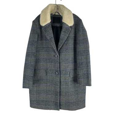 Levi's Amaya Wool Blend Houndstooth Plaid Coat Fau