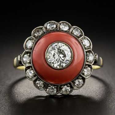 Victorian-Style .60 Carat Diamond and Coral Ring