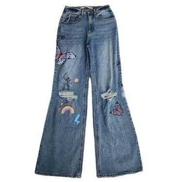 Tinseltown Womens Juniors Hippie Jeans Distressed 