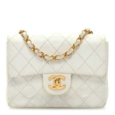 CHANEL Lambskin Quilted Mini Square Flap White