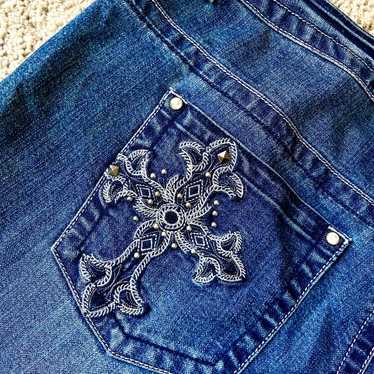 Vintage Cross Embroidered Jeans 00’s Y2K